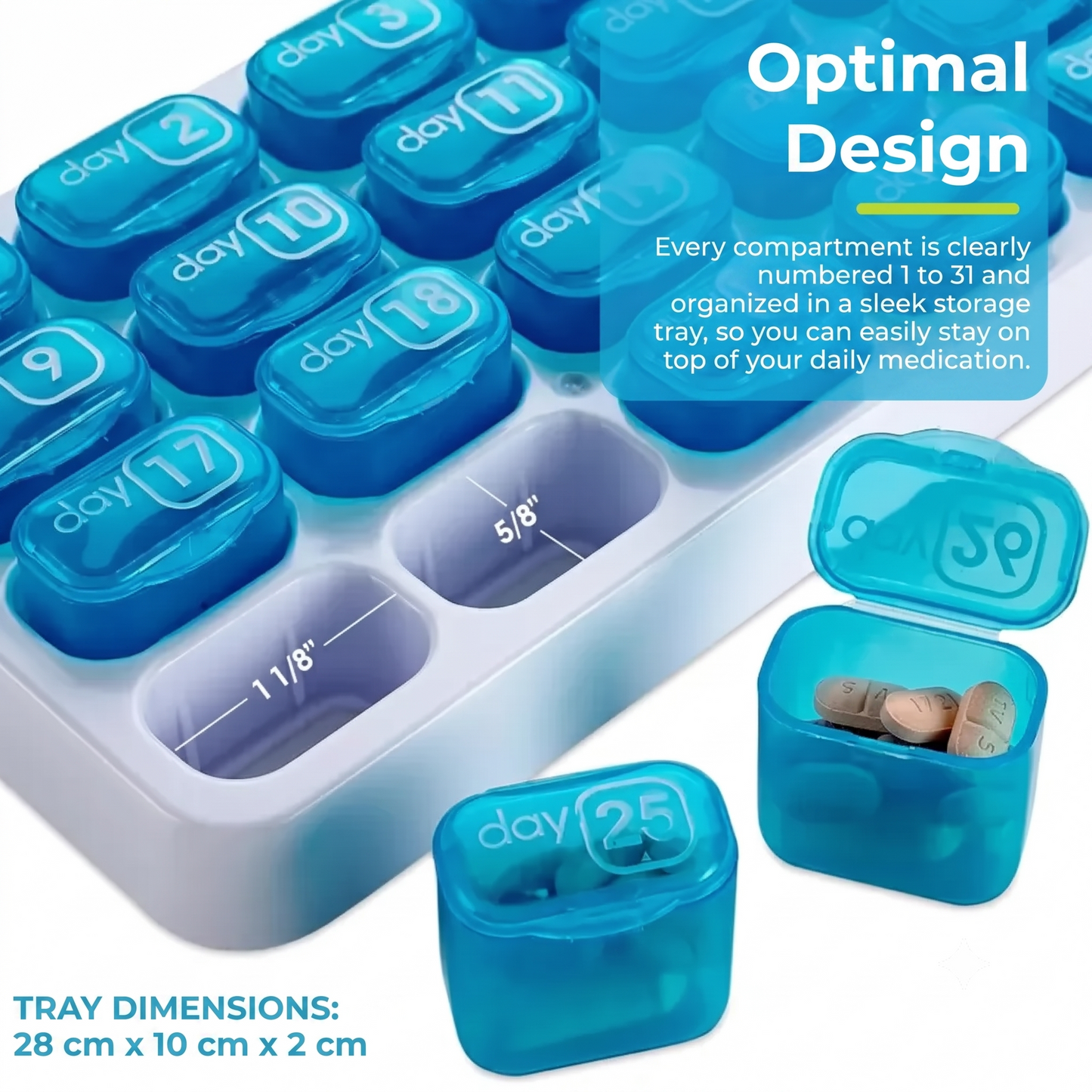 DoseMate™ - Stay Organised with a Practical 31-Day Pill Organiser