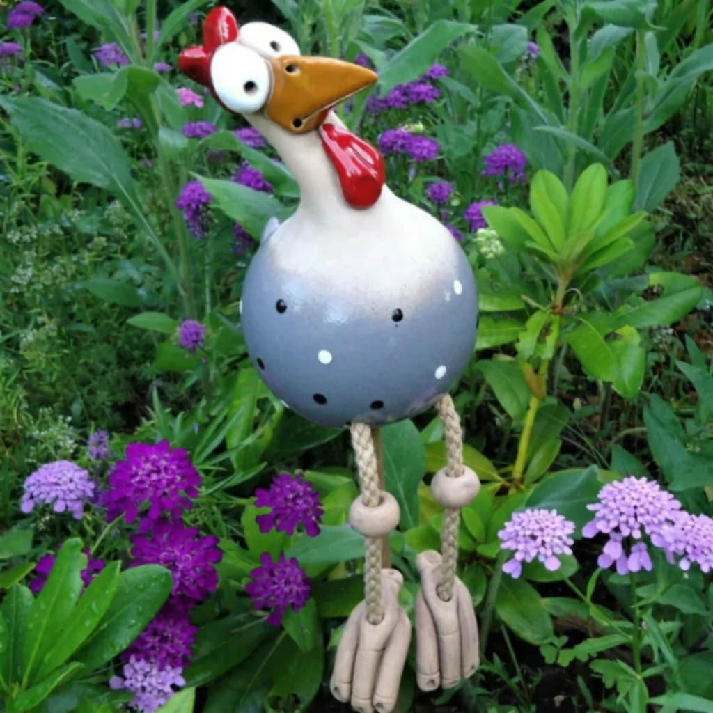 YardHen™ – Decorative Ceramic Garden Hen with Dangling Legs