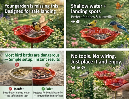 AviFlora™ – Botanical Bird Bath for Birds, Bees & Butterflies